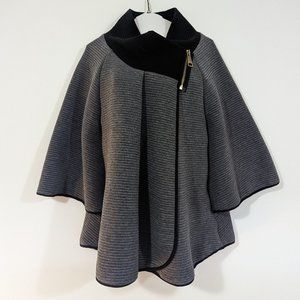 Papillon Grey with Black Collar and Lining Zip Poncho s: M